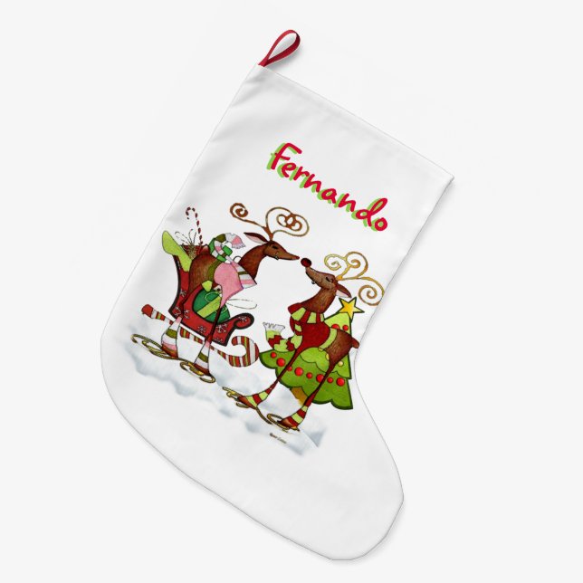Meia De Natal Grande Bobo Whimsey Christmas Mooks PERSONALIZADO (Frente (Pendurada))