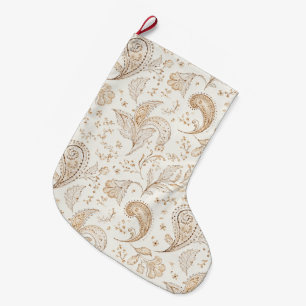 Meia De Natal Grande Boêmio Boho Creme Natal Branco