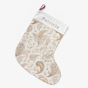 Meia De Natal Grande Bohemiam Boho Creme Natal Branco