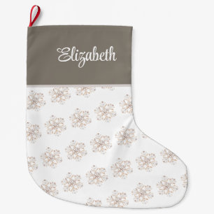 Meia De Natal Grande Boho Watercolor Snowflakes Nome Personalizado Nata
