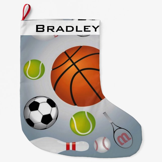 Meia De Natal Grande Bolas esportivas no Natal (Frente)