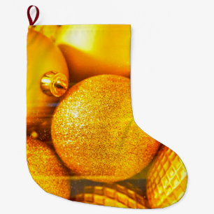 Meia De Natal Grande Bolhas amarelas decoradas de Natal