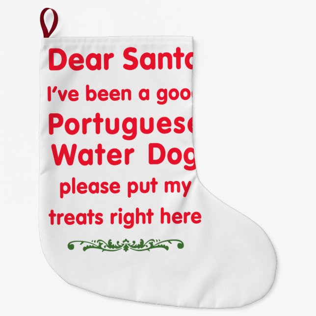 Meia De Natal Grande bom cão de água português (Frente)