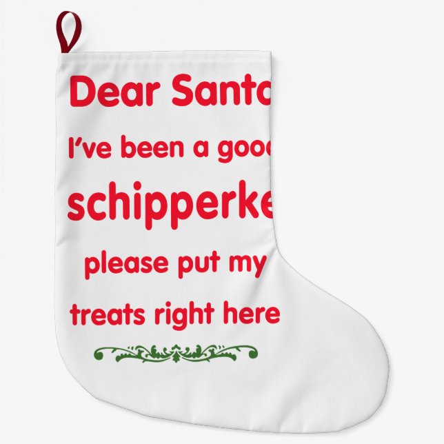 Meia De Natal Grande bom schipperke (Frente)