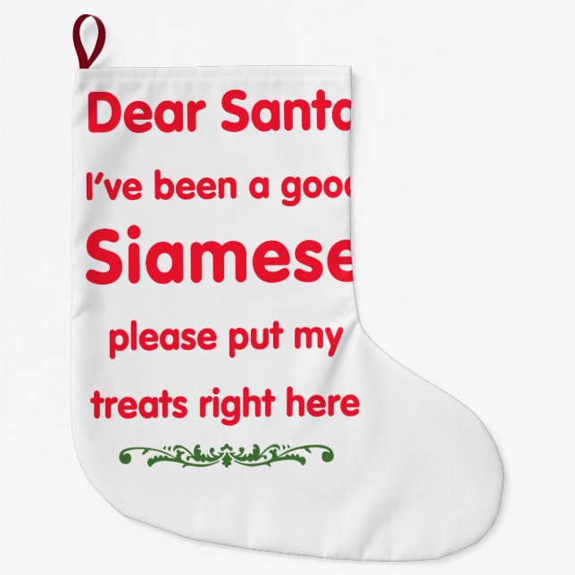 Meia De Natal Grande bom Siamese (Frente)