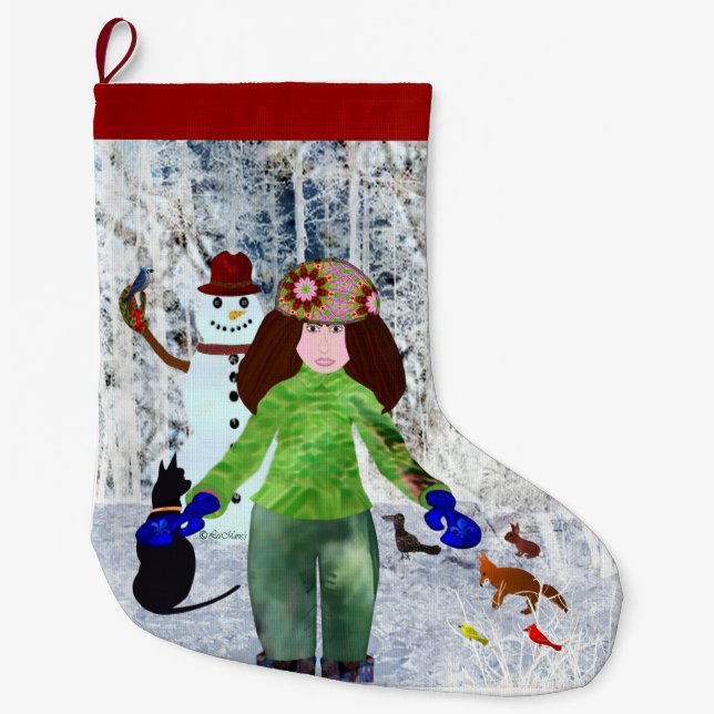 Meia De Natal Grande Boneco de neve de Natal LeeMarie's Creative Design (Frente)