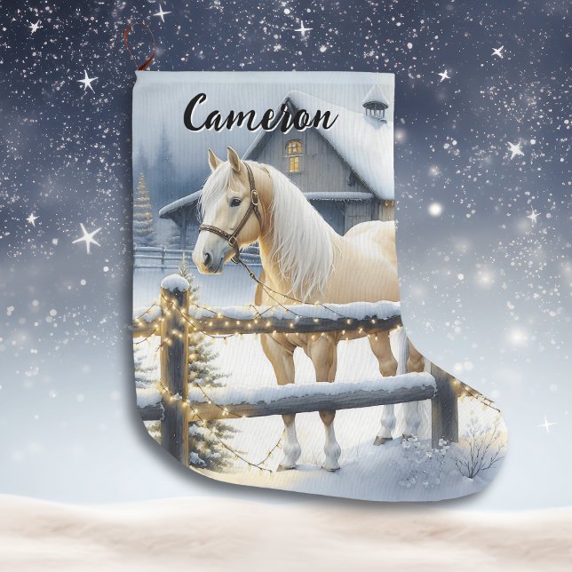 Meia De Natal Grande Bonito Cavalo Branco Personalizado Natal (Criador carregado)