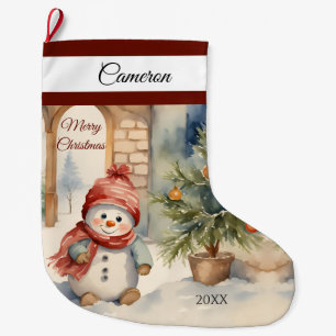 Meia De Natal Grande Bonito Snowman Personalizado