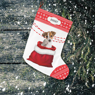 Meia De Natal Grande Borda do Floco de Neve do Gift Jack Russell Terrie