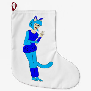 Meia De Natal Grande botão catgirl