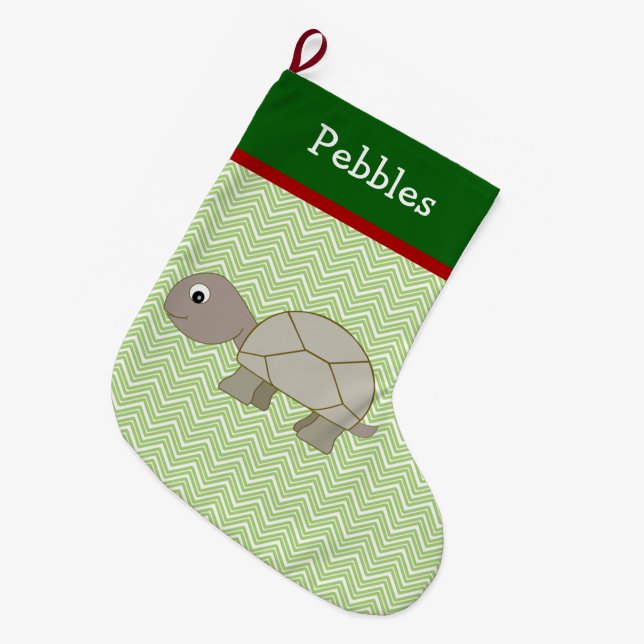 Meia De Natal Grande Brown Turtle Pet Personalizado (Frente (Pendurada))