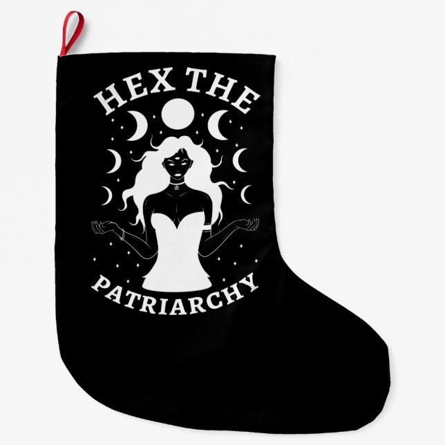 Meia De Natal Grande Bruxa Feminista - Hex O Patriarcado II (Frente)