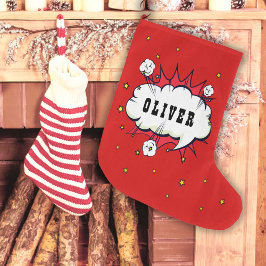 Meia De Natal Grande Bubble Red Boy, nome de super-herói em quadrinhos