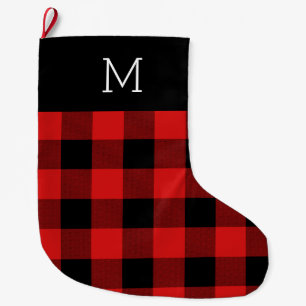 Meia De Natal Grande Buffalo Check Monogrammed Christmas Stocks