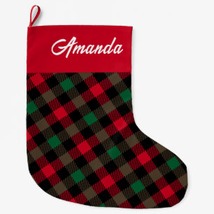 Meia De Natal Grande Buffalo Checks Red Green Name Stocks Natal