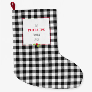 Meia De Natal Grande Buffalo Xadrez Holly Holiday NOME Festivo