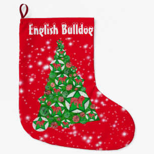 Meia De Natal Grande Buldogue Inglês Natal Decoração de Árvore Grande V