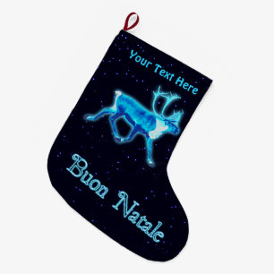 Meia De Natal Grande Buon Natale - Blue Cariou (Reindeer)