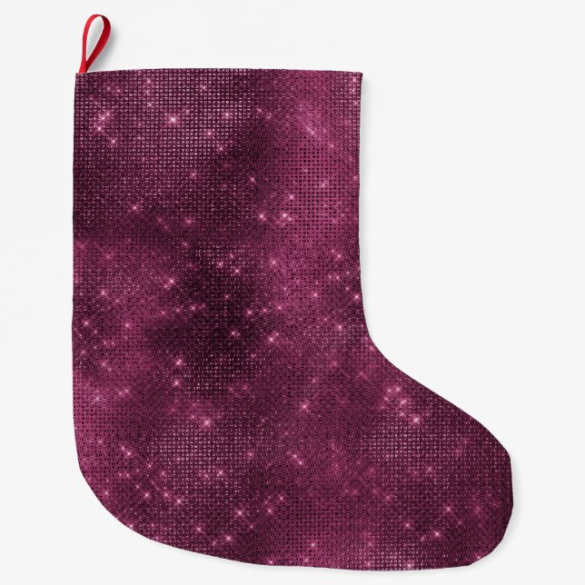Meia De Natal Grande Burgundy Sparkle (Frente)