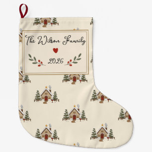Meia De Natal Grande Cabana de Natal Aconchegante Personalizada