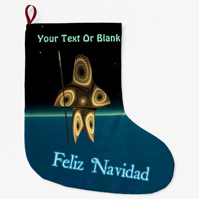 Meia De Natal Grande Caçador Inuit Fractal (Frente)
