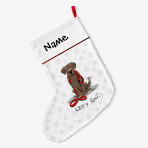Meia De Natal Grande Cachorro Bonito - Vamos Vai! Chocolate Labrador