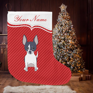 Meia De Natal Grande Cachorro Cartoon Chihuahua Cachorrinho Preto Branc