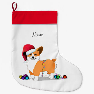Meia De Natal Grande Cachorro de Corgi de Natal