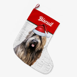 Meia De Natal Grande Cachorro de Natal com o nome Woof Background