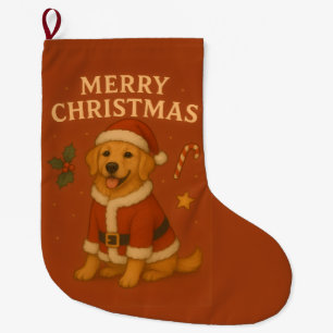 Meia De Natal Grande Cachorro Golden Retriever Natal Cachorrinho Papai 