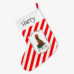 Meia De Natal Grande Cachorro Irlandês de Natal Santa Hat (vermelho 1)