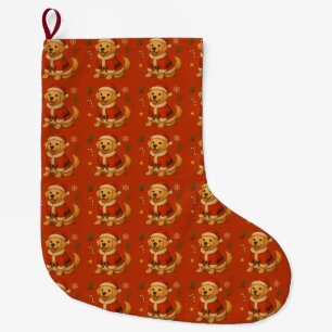 Meia De Natal Grande Cachorro Labrador Retriever Santa Natal Fofo