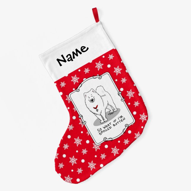 Meia De Natal Grande Cachorro Rachado Samoado Atitude Custa Engraçada (Verso (Pendurada))