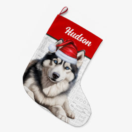 Meia De Natal Grande Cachorro Rouco de Natal com o nome Woof Background