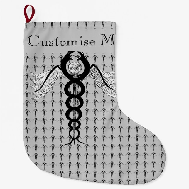 Meia De Natal Grande Caduceus (preto) (Frente)