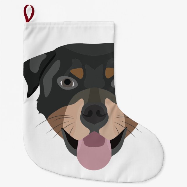 Meia De Natal Grande Cães ilustrados enfrentam Rottweiler (Frente)