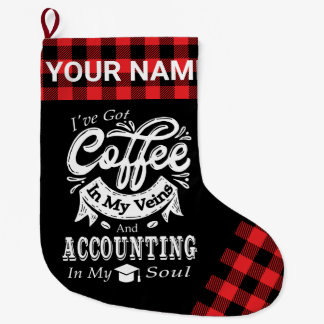 Meia De Natal Grande Café De Contabilidade Personalizado Na Xadrez De M