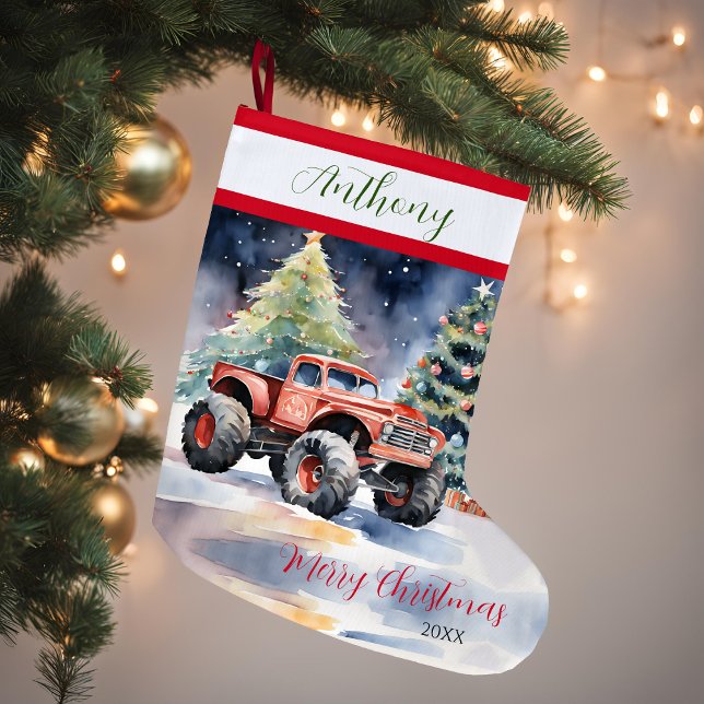 Meia De Natal Grande Caminhão Monstro do Red Xmas (Criador carregado)