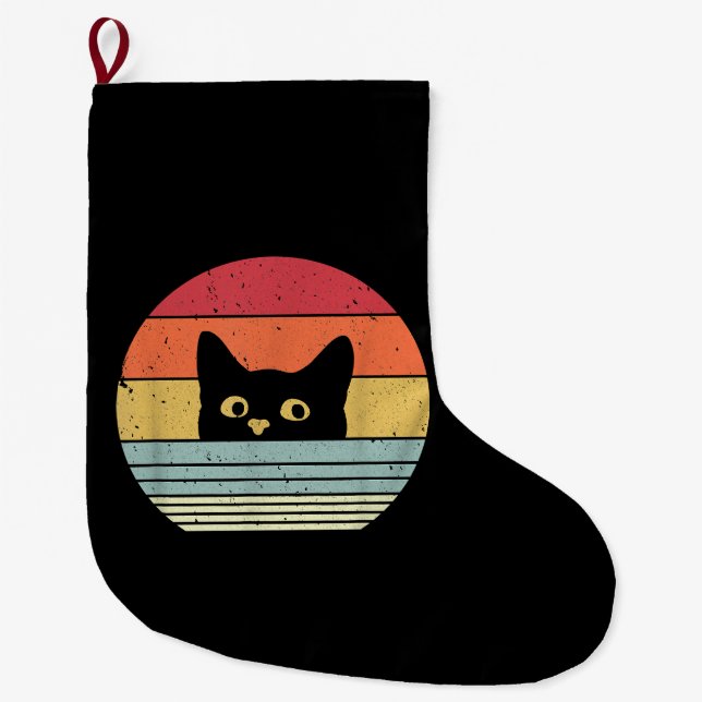 Meia De Natal Grande Camisa de Gato. Estilo Retro (Frente)