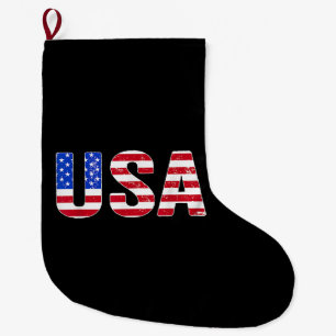 Meia De Natal Grande Camiseta EUA Bandeira Americana Patriótica Homens