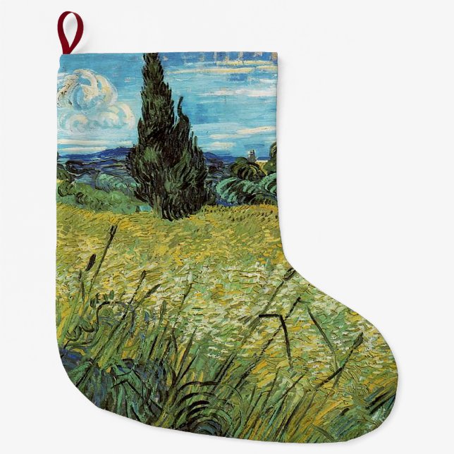 Meia De Natal Grande Campo de trigo verde Vincent van Gogh (Frente)