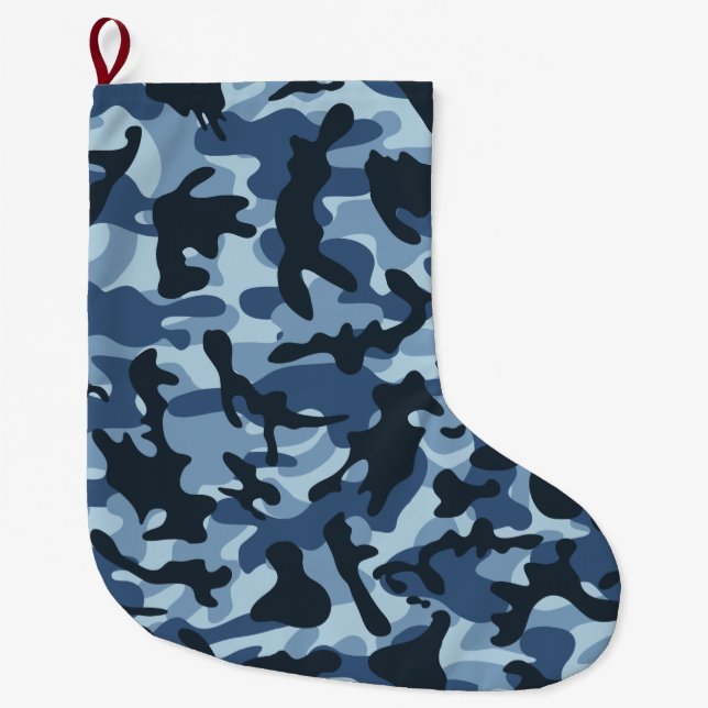 Meia De Natal Grande Camuflagem Azul (Frente)