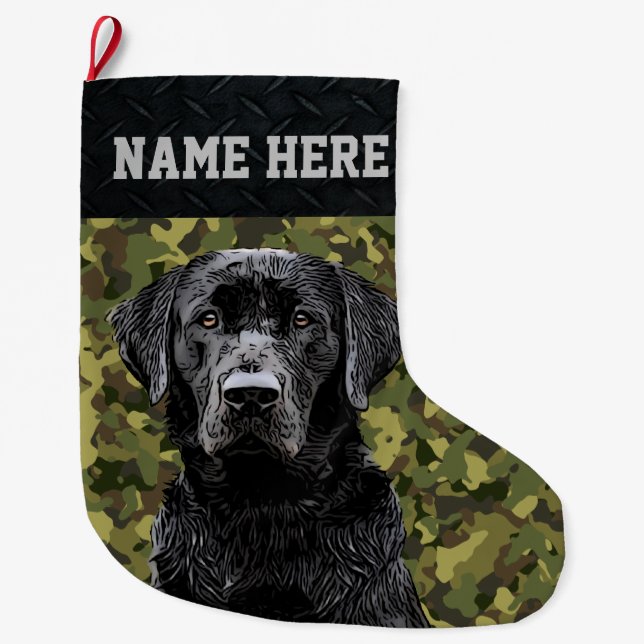 Meia De Natal Grande Camuflagem Cachorro Caça Pet ou Caçador Grande Chr (Frente)