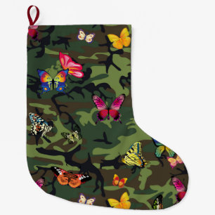 Meia De Natal Grande camuflagem de borboletas xmas estocação de natal