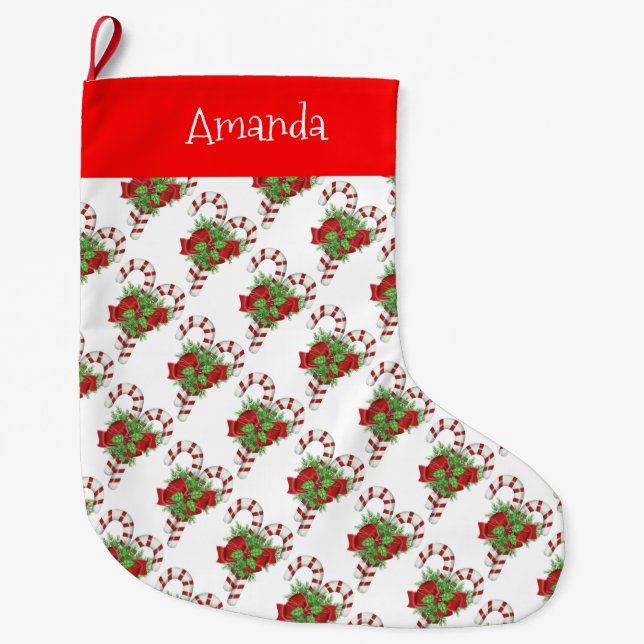 Meia De Natal Grande Canas de Natal Personalizadas/Doces (Frente)