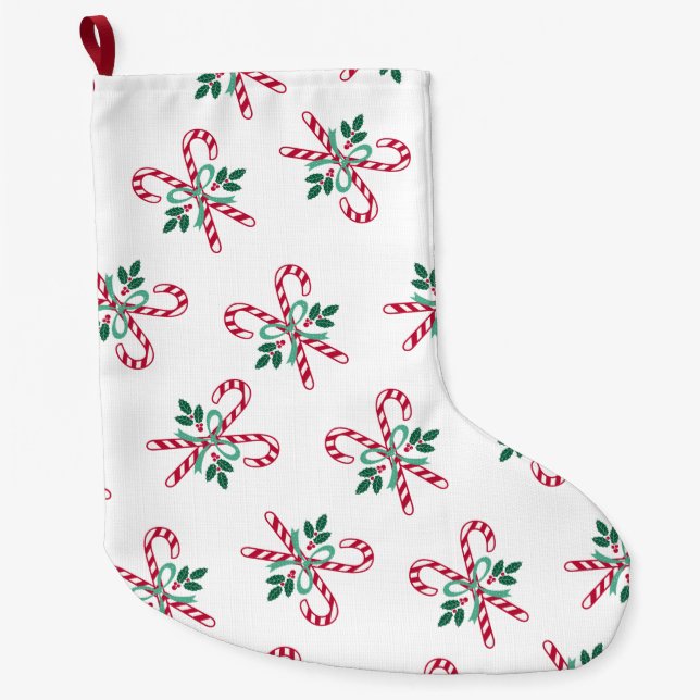Meia De Natal Grande canas doces de Natal retrô (Frente)