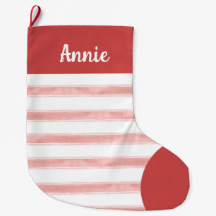 Meia De Natal Grande Candy Can Vermelho e Branco Listrado Natal Vintage