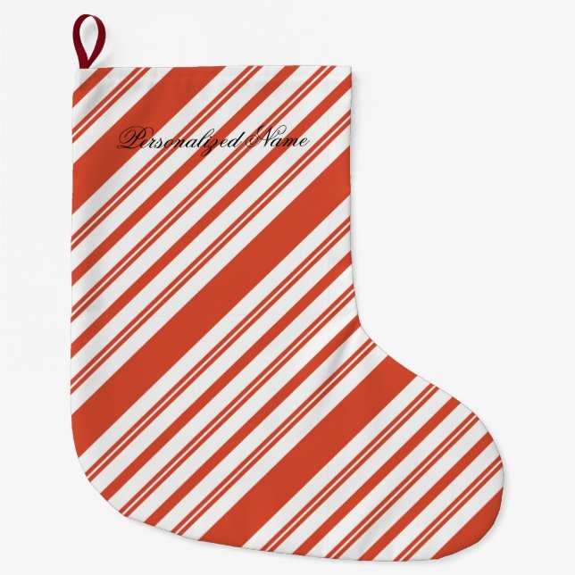 Meia De Natal Grande Candy Cane Chorus-Stripe-Diagonal (Frente)