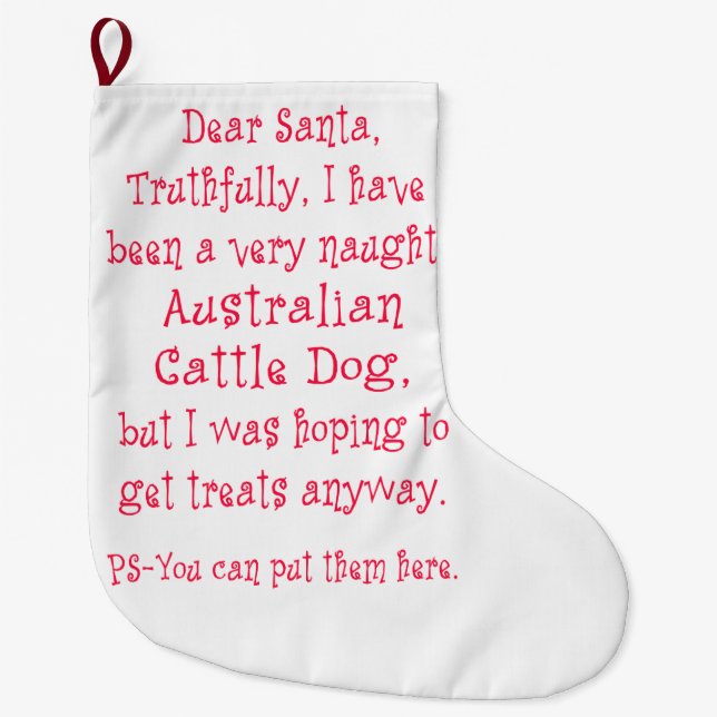 Meia De Natal Grande Cão australiano impertinente do gado (Frente)