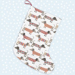 Meia De Natal Grande Cão de Enchimento<br><div class="desc">Enchidos bonitos de Dachshund ou cachorros-salsicha em tricô malhado. Perfeito para amantes de cachorros e ambulantes de cães.</div>